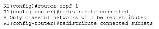 OSPF "redistribute connected" command