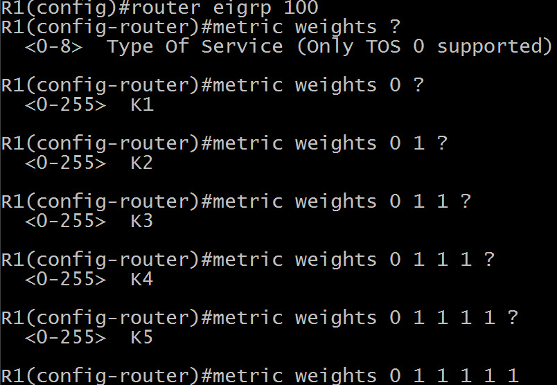 Changing the EIGRP metric weights.