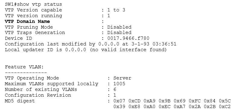 show vtp domain output