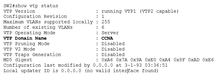 SW2 show vtp status output