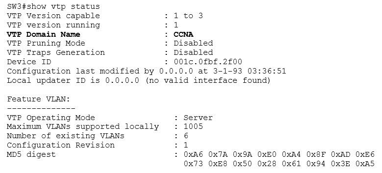 Show VTP Status SW3