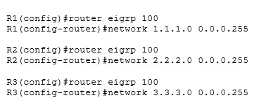 Three EIGRP network commands