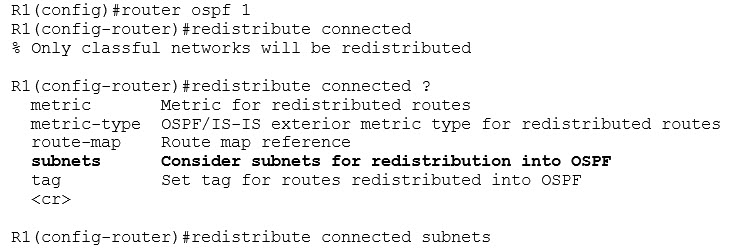 Route Redistribution Into OSPF