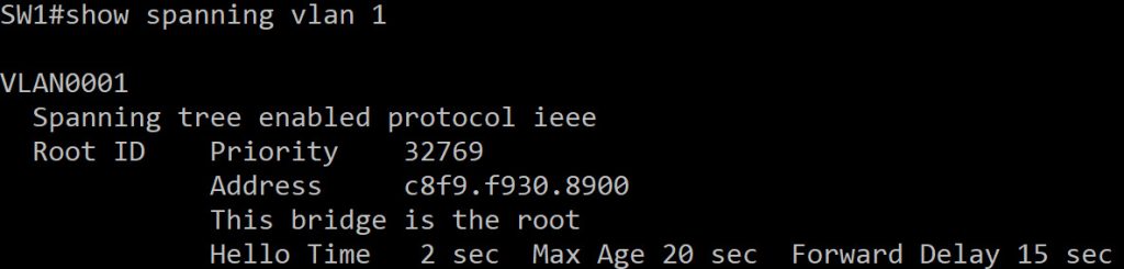 Show Spanning Vlan 1 Command