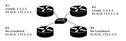 Four-Router OSPF Broadcast Segment